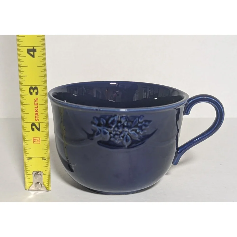 Jay Willfred Andrea‎ by Sadek Cobalt Blue Cup & Saucer (2) Floral Motif Portugal